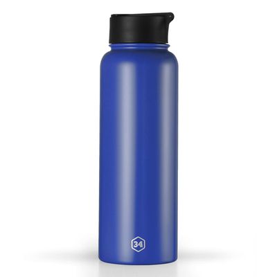 34oz Insulated Double Walled Stainless Steel Water Bottle Tumbler with Sports Straw and Handle! | Great for Sports, Camping, Yoga, School, Work and More! | Perfect for Kids and Adults (Royal Blue)