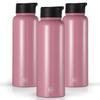 3-Pack | 34oz Insulated Double Wall Stainless Steel Water Bottle Tumbler | Sports Straw and Handle | Great for Sports, Gym, Camping, Yoga, School, Work, Cycling | Kids and Adults (Pink - 3 Pack) view 1