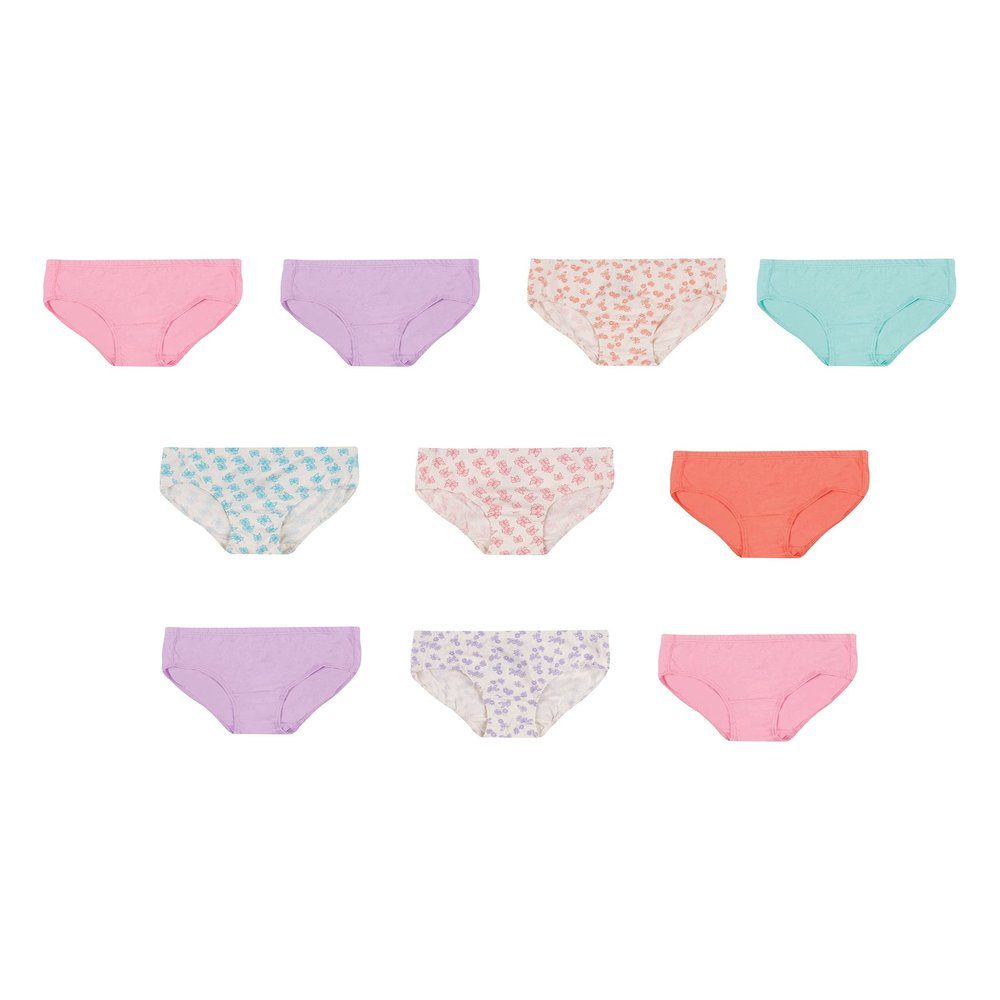 Hanes baby girls Toddler 10-pack Pure Comfort Underwear, Available in and Hipster Briefs, Brief - Assorted - 10 Pack, 4 5 US