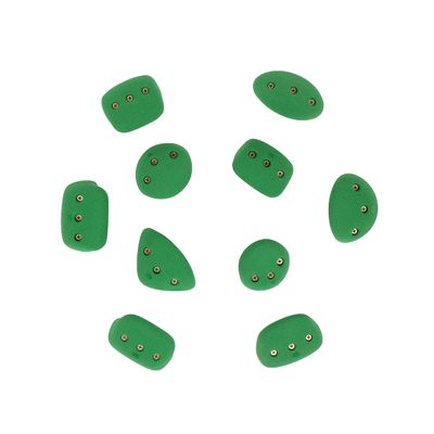 Atomik Rock Climbing Holds Set of 10 Medium Screw-On Basic Jugs in Green
