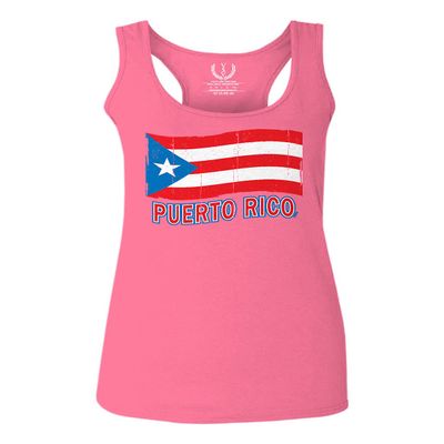 0037 Bandera Puerto Rico Flag Boricua Puerto Rican Nuyorican Pride Women's Tank Top Racerback (Pink X Small)