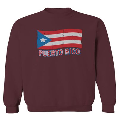 0037 Bandera Puerto Rico Flag Boricua Puerto Rican Nuyorican Pride Men's Crewneck Sweatshirt (Maroon X-Large)