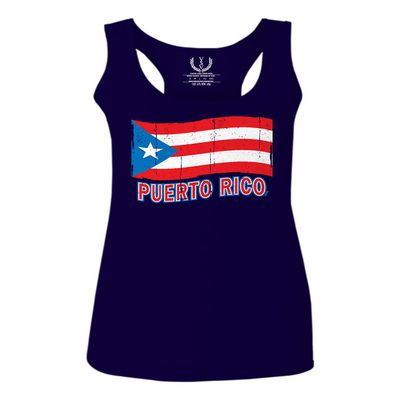 0037 Bandera Puerto Rico Flag Boricua Puerto Rican Nuyorican Pride Women's Tank Top Racerback (Navy Blue, X Small)
