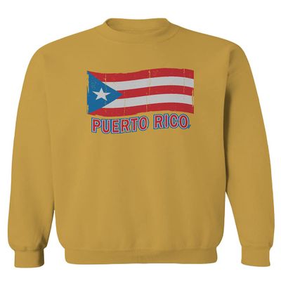 0037 Bandera Puerto Rico Flag Boricua Puerto Rican Nuyorican Pride Men's Crewneck Sweatshirt (Gold Small)