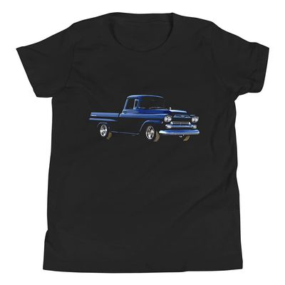 1959 Chevy Apache Pickup Truck Youth Short Sleeve T-Shirt Black