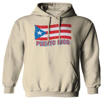 0037 Bandera Puerto Rico Flag Boricua Puerto Rican Nuyorican Pride Sweatshirt Pullover Hoodie (Beige, Large)