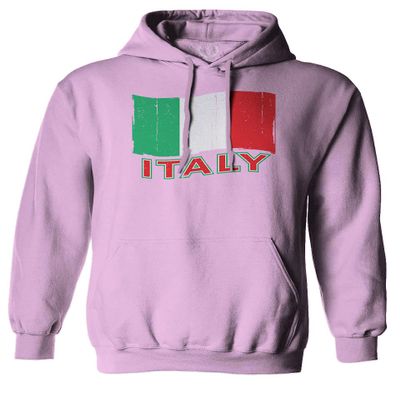 0039. Italia Vintage Distressed Italy Italian National Flag Sweatshirt Pullover Hoodie (Light Purple, Medium)