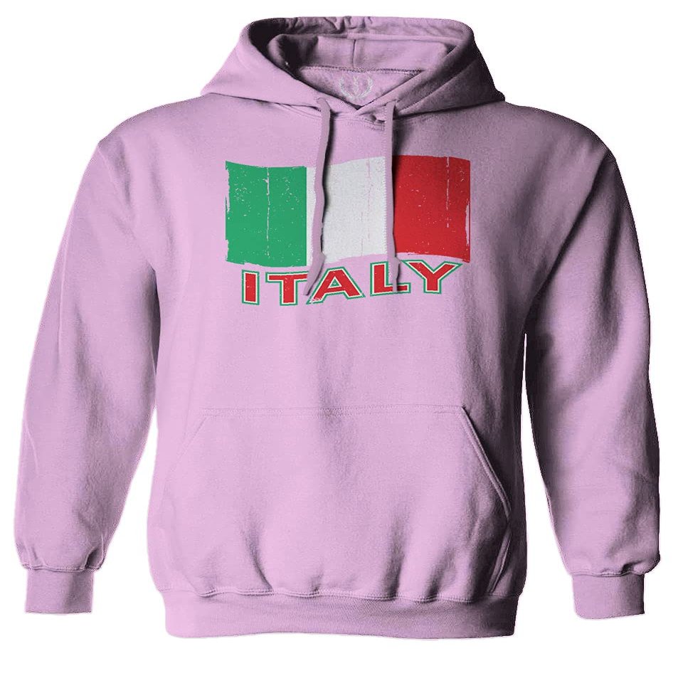 0039. Italia Vintage Distressed Italy Italian National Flag Sweatshirt Pullover Hoodie (Light Purple, Medium)