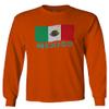 0038. Distressed Bandera Mexico Mexican Flag Coat of arms Mexicano 5 de Mayo Men's Long Sleeve t Shirt (Orange X-Large) view 1