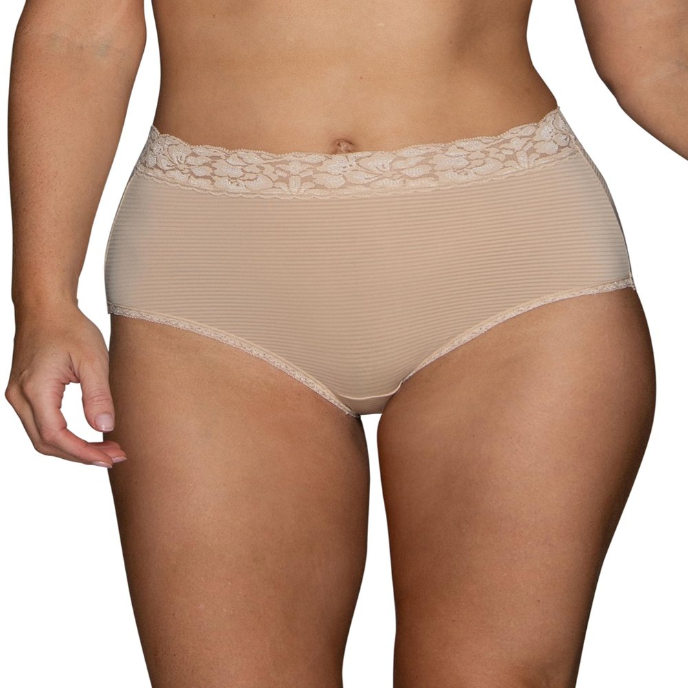 Vanity Fair Women's Flattering Lace Panties: Lightweight & Silky with Superior Stretch, Neutral, 9