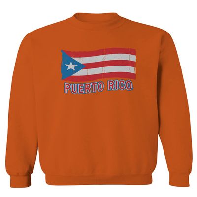 0037 Bandera Puerto Rico Flag Boricua Puerto Rican Nuyorican Pride Men's Crewneck Sweatshirt (Orange Small)
