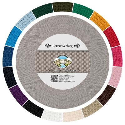 Country Brook Design - 1" Cotton Webbing Strap - Lightweight, Organic and Gentle with Skin Cotton Strapping - 25 Yards, Grey