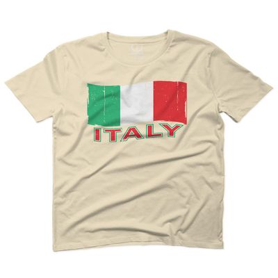 0039. Italia Vintage Distressed Italy Italian National Flag for Men T Shirt (Beige 2X-Large)