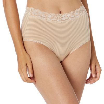 Vanity Fair Women's Flattering Lace Panties: Lightweight & Silky with Superior Stretch, Neutral, 6