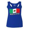 0038. Distressed Bandera Mexico Mexican Flag Coat of arms Mexicano 5 de Mayo Women's Tank Top Racerback (Royal Medium)