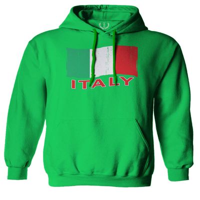 0039. Italia Vintage Distressed Italy Italian National Flag Sweatshirt Pullover Hoodie (Irish X-Large)