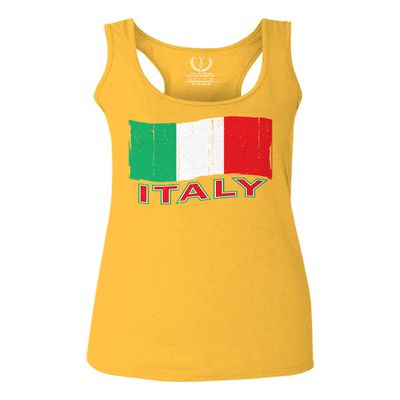 0039. Italia Vintage Distressed Italy Italian National Flag Women's Tank Top Racerback (Gold X Small)