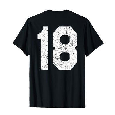 #18 Jersey Uniform Varsity Sports Number, 18th Birthday T-Shirt