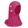 NICEYST Girls Ice Silk Muslim Khimar Hijab Headscarf Flower Arab Scarf Shawls Neck Wrap Islamic Head Wrap for Age 2-7 Years view 1