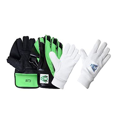 CW Match Wicket Keeping Gloves Catching Goves Wicket Keeper Gloves Combo Gloves with Inner Gloves Practice Training Gloves