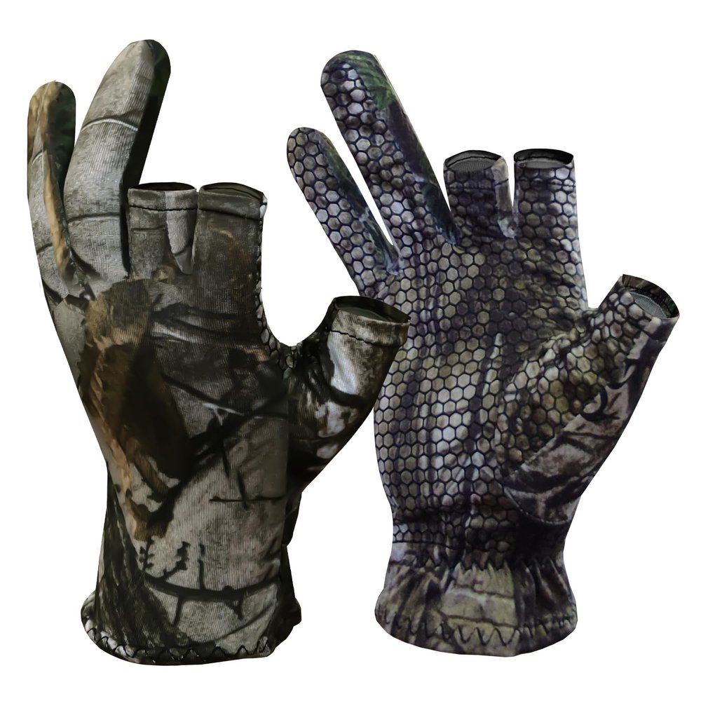 Camo Fingerless Turkey Hunting Glove - Lightweight Anti-Slip Fishing Glove - Outdoor Camouflage Gear - Archery Accessories for Men & Women