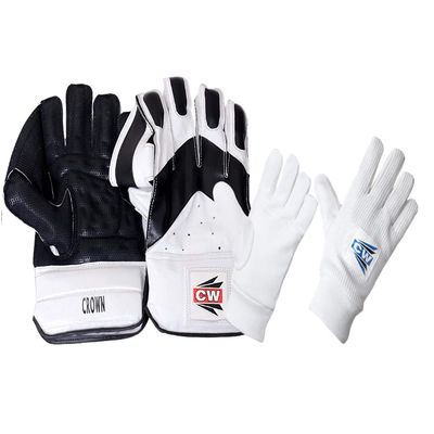 CW Crown Wicket Keeper Gloves with Inner Gloves Youth MN Wicket Keeping Combo Gloves with Inners
