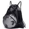 KAEGREEL Drawstring Soccer Bag, Foldable Basketball Backpack Gym Bag Sackpack Sports Sack with Detachable Ball Mesh Bag for Volleyball Baseball Yoga, Grey view 1