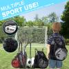 KAEGREEL Drawstring Soccer Bag, Foldable Basketball Backpack Gym Bag Sackpack Sports Sack with Detachable Ball Mesh Bag for Volleyball Baseball Yoga, Grey view 4