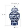 Chinese Decorative Ceramic Ginger Jar Traditional Blue and White Porcelain Temple Jar for Home Decoration,H12.20inch,1 jar/box view 2