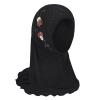 NICEYST Girls Ice Silk Muslim Khimar Hijab Headscarf Flower Arab Scarf Shawls Neck Wrap Islamic Head Wrap for Age 2-7 Years view 1