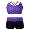 Hansber Kids Girls 2 Piece Tankini Swimsuit Polka Dots Crop Top with Booty Shorts Set Bathing Suit Athletic Swimwear Purple 14 Years view 1