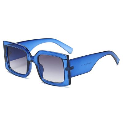 YAMEIZE Vintage Oversized Sunglasses for Women Men Trendy Square Frame UV400 Protection Sun Glasses(Dark blue)