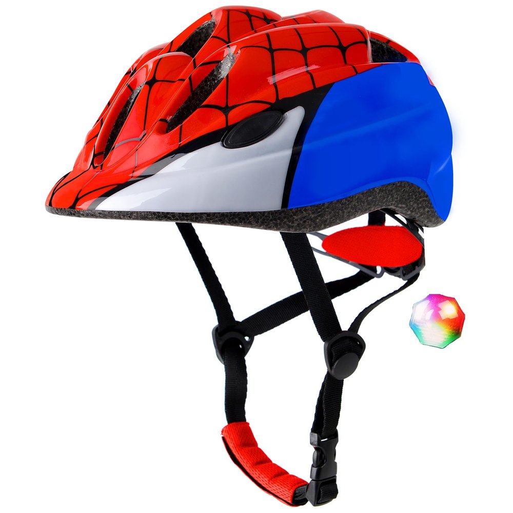 Atphfety Kids Toddler Bike Helmet, Adjustable Boys Girl Helmets from Baby to Children(Age 1-8), Multi Sports for Bicycle Skate with LED Light (Red Spider, XS:47 cm - 52cm/18.5-20.5 inch)