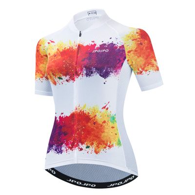 Cycling Jersey Women Bike Short Sleeve with 3 Rear Pockets,Reflective Breathable,Quick Dry S-3XL