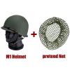 KODENOR Heavy Duty Helmet US Army Tactical Helmet WWII Steel M1 Green Steel Helmet Replica with Pretend Net/Canvas Chin Strap (Color : M1+Net) view 2