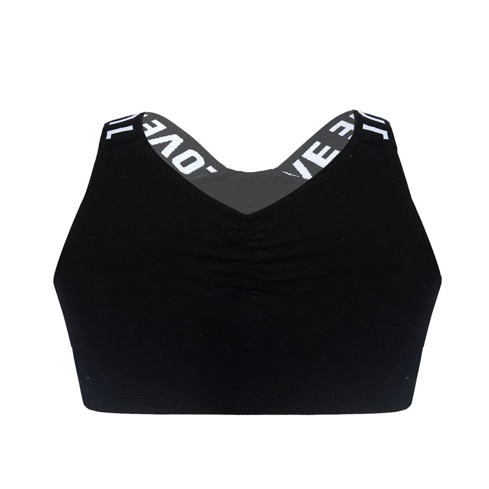 iiniim Girls Sports Bra Crop Top Racerback Camisole Sleeveless Tank Top Shoulder Straps Cami Top Blouse Black 4