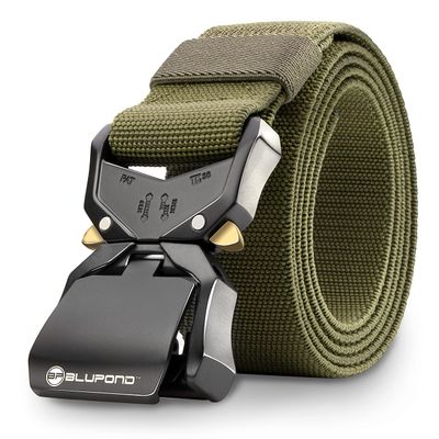 BLUPOND Tactical Belt with Quick Release Buckle Adjustable Military EDC Rigger Belt for Men Heavy-Duty Utility Belt for Hiking, Work, Concealed Carry, Outdoor Survival Gear - Medium (Green)