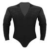 XUNZOO Mens Latin Ballet Ballroom Dance Leotard Long Sleeve Mesh Splice Shiny Rhinestones Decor Shirts Black Zipper Large view 1