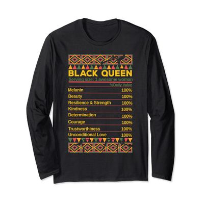 Black Queen Ingredient Table Juneteenth Proud Black Girl Long Sleeve T-Shirt