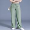 Snoly Women's Summer Casual Pants High Waist Wide Leg Full Length Ice Silk Sweatpants (Green, Medium, m) view 2