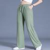 Snoly Women's Summer Casual Pants High Waist Wide Leg Full Length Ice Silk Sweatpants (Green, Medium, m) view 4