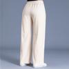 Snoly Women's Summer Casual Pants High Waist Wide Leg Full Length Ice Silk Sweatpants (Beige, Medium, m) view 3