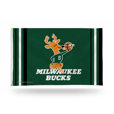 Rico Industries NBA Milwaukee Bucks Retro 3' x 5' Banner Flag 3' x 5' Banner Flag Single Sided - Indoor or Outdoor - Home Dcor