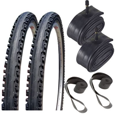 Bike Tires & Tubes - 26" x 1.95" Kross Plus Bicycle Tire, Tube and Rim Strip Bundle