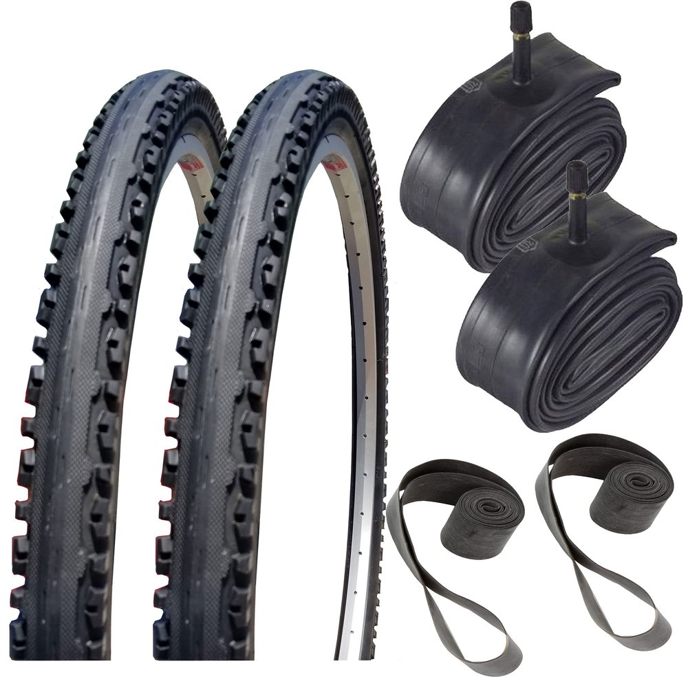 Bike Tires & Tubes - 26" x 1.95" Kross Plus Bicycle Tire, Tube and Rim Strip Bundle