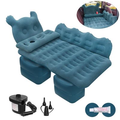 ISWEES Car Bed SUV Air Mattress, Car Air Mattress with Electric Pump, 2 Inflatable Pillows and 2 Footrests for Back Seat, Side Seat,Trunk Sleeping, Thickened Camping Bed - Black