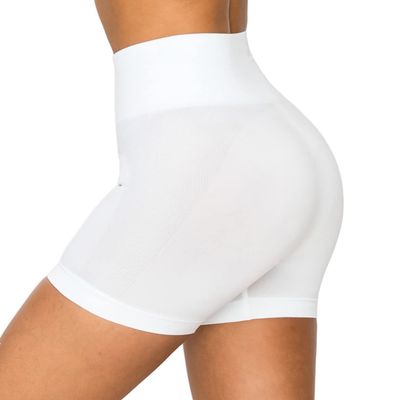 ALWAYS Women's Seamless Biker Shorts - High Waisted Yoga Running Athletic Workout Short Pants White X-Large