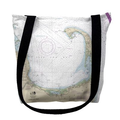 Betsy Drake TY13246M 16 x 16 in. Cape Cod Bay MA Nautical Map Tote Bag - Medium