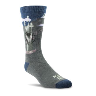 Farm to Feet Men's Floyd Ultra-Lightweight Crew Merino Wool Socks, Denim Blue Heather/Dark Shadow, Large