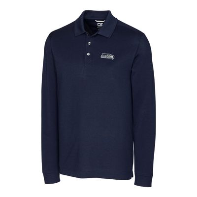 Cutter & Buck Men's College Navy Seattle Seahawks Advantage Long Sleeve Polo